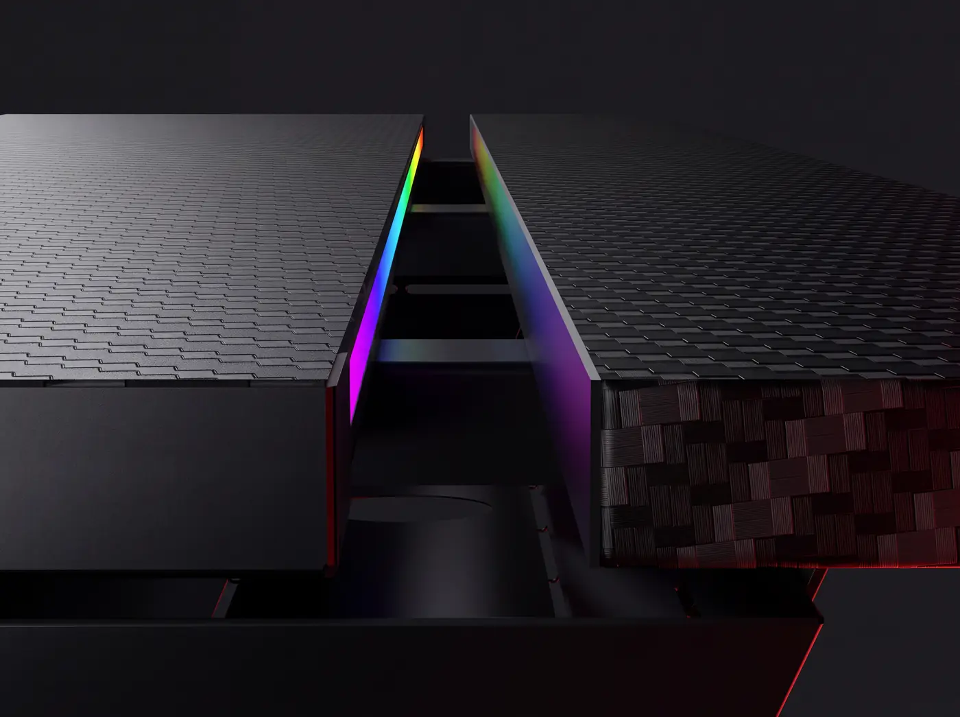 RGB-lyset i bordpladen på Piranha P-Base 140 RGB gamingbord