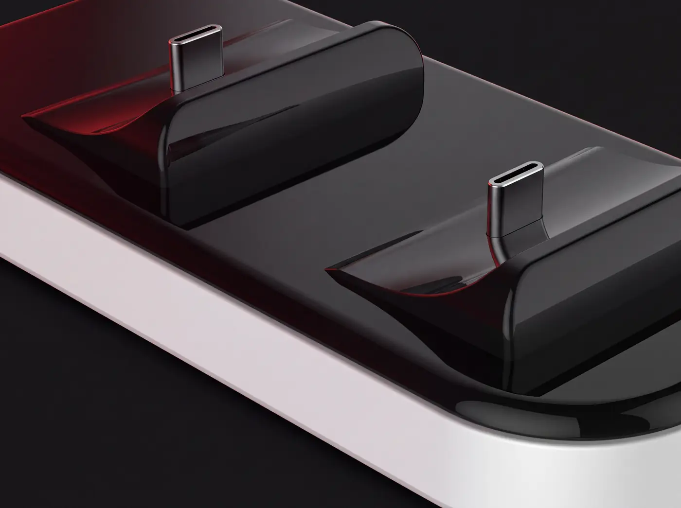USB-C-stikkene i Piranhas opladnings-dock til to PS5-controllere