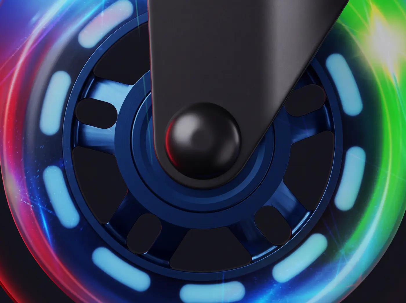 Et 75 mm RGB-hjul til gamingstol fra Piranha